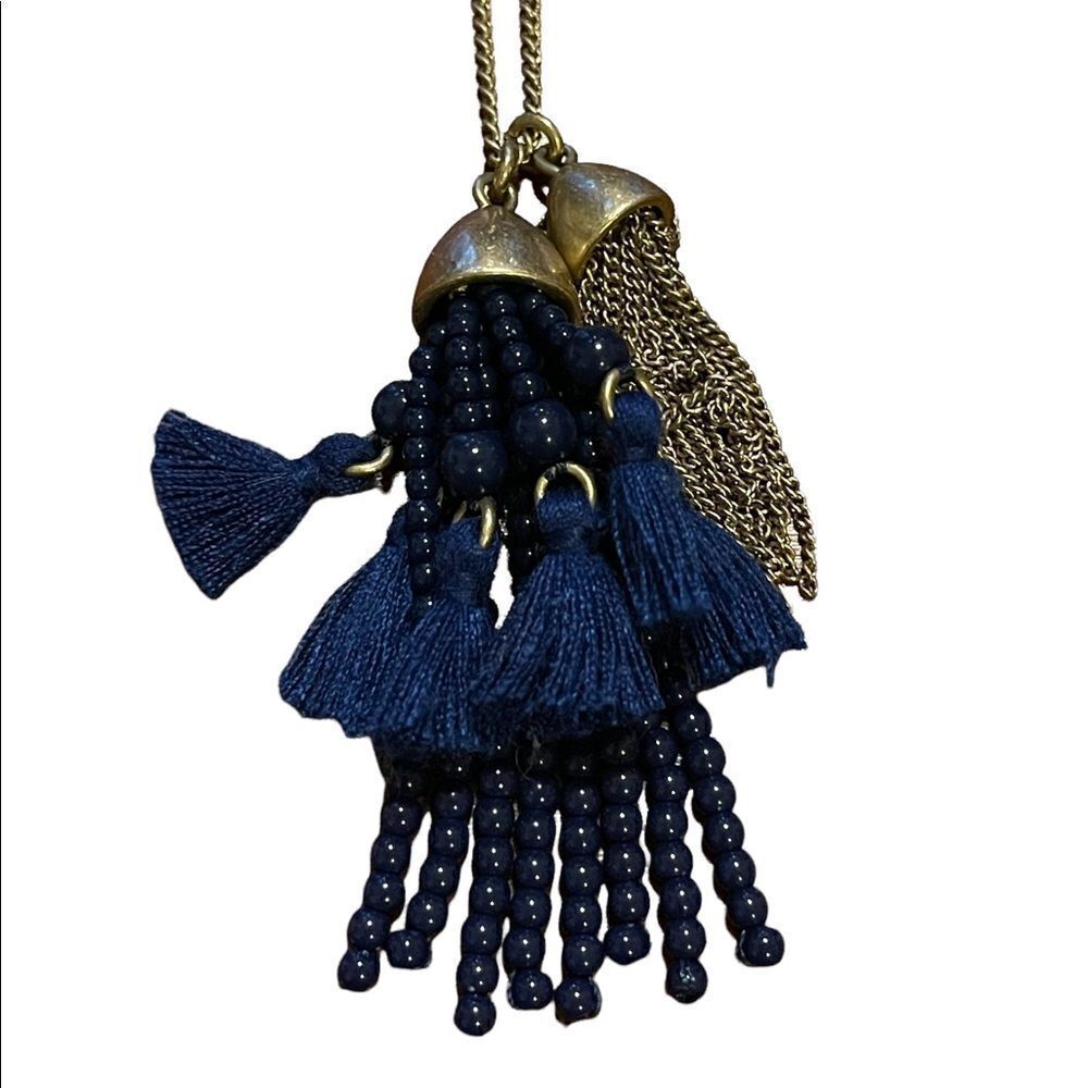 J. Crew blew tassels 34” long chain necklace